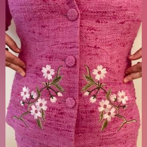 PAULE VASSEUR Paris Silk Pink Fabric  Jacket Blazer with skirt 40 - Picture 7 of 10